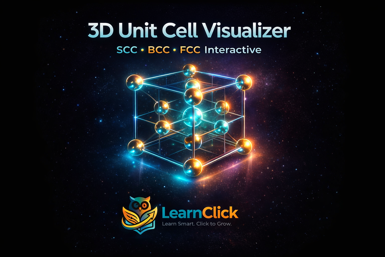 3D Unit Cell Visualizer – SCC, BCC & FCC Interactive Tool